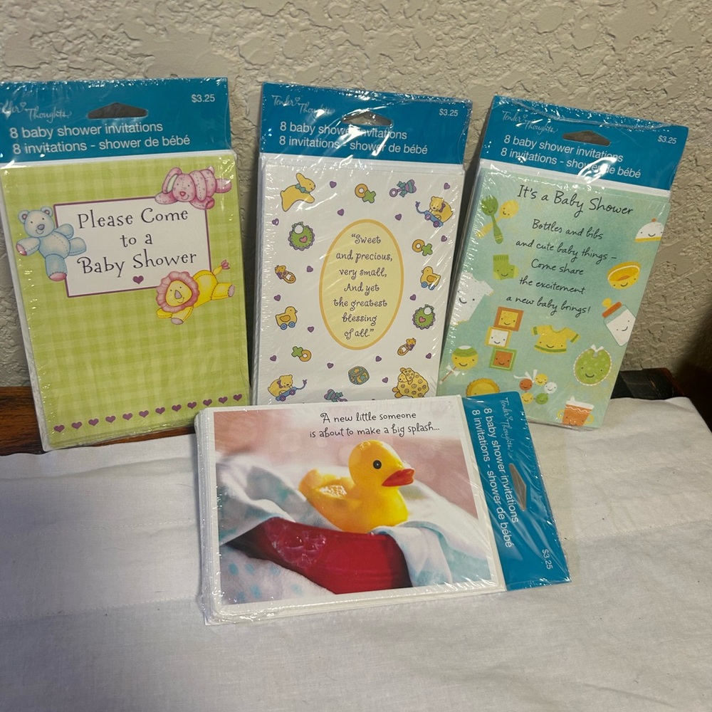 Baby Shower Invitations! 4 pks for $5, 36 Cards and  Envelopes-mix/match